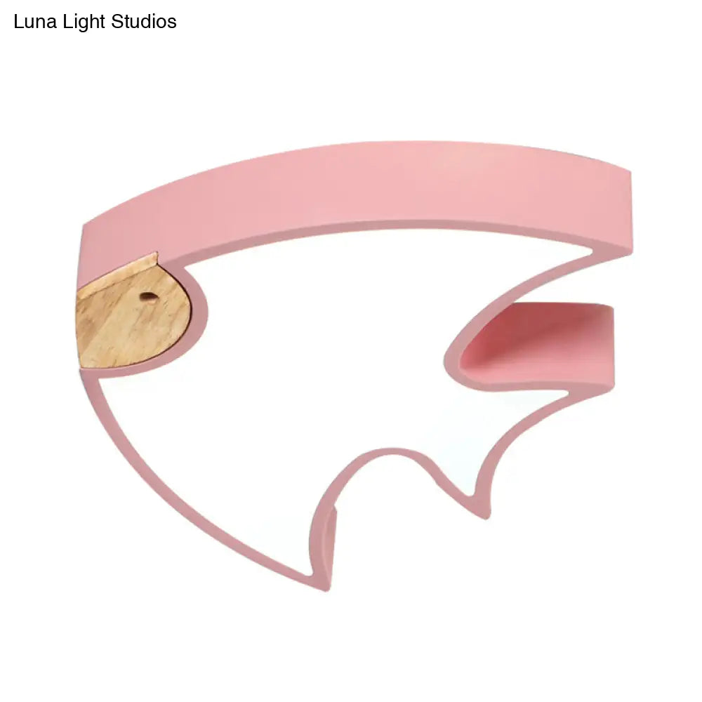 Nordic Led Fish - Shaped Flush Lamp For Bedroom In White/Grey/Pink Acrylic