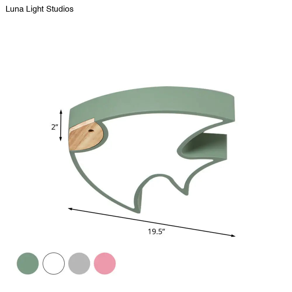 Nordic Led Fish-Shaped Flush Lamp For Bedroom In White/Grey/Pink Acrylic