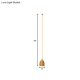 Nordic Led Floor Lamp In Beige For Living Room - Tubular Wood Stand