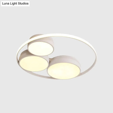 Nordic Led Flush Ceiling Light Grey/White Round Mount Bedroom Lamp - 18’/21.5’/31’ Width