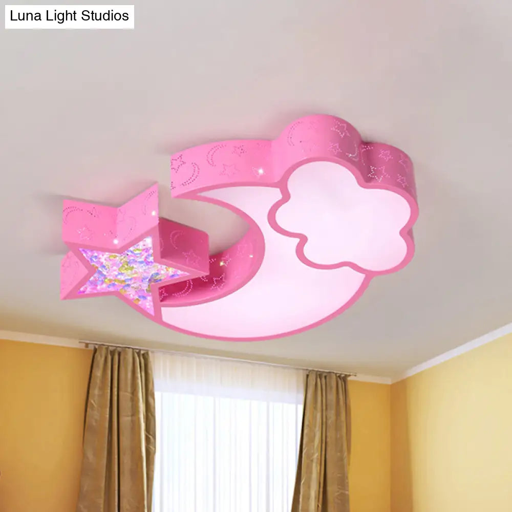 Nordic Led Flush Ceiling Light With Acrylic Starry Sky Design - Ideal For Child’s Bedroom