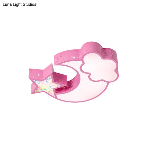Nordic Led Flush Ceiling Light With Acrylic Starry Sky Design - Ideal For Child’s Bedroom