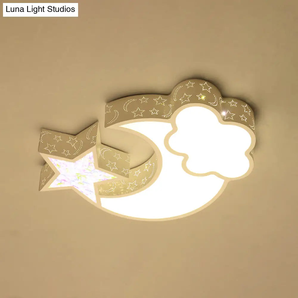 Nordic Led Flush Ceiling Light With Acrylic Starry Sky Design - Ideal For Child’s Bedroom