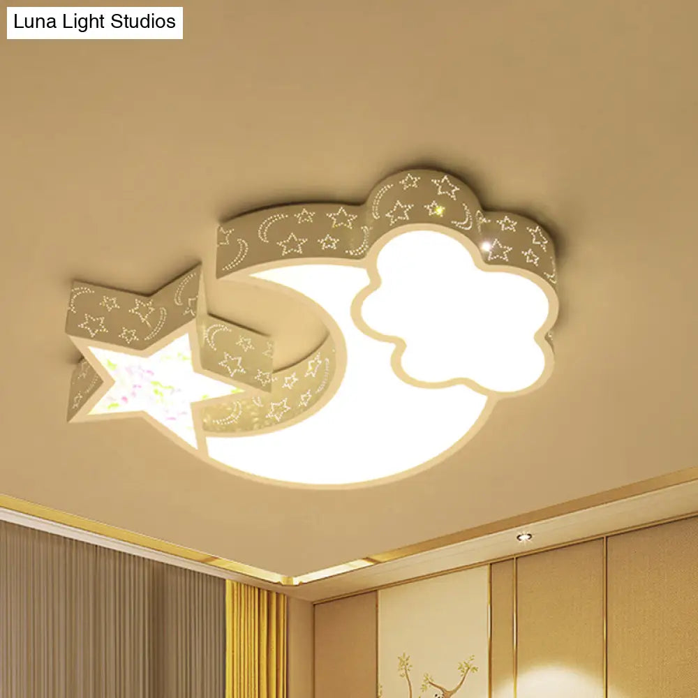 Nordic Led Flush Ceiling Light With Acrylic Starry Sky Design - Ideal For Child’s Bedroom