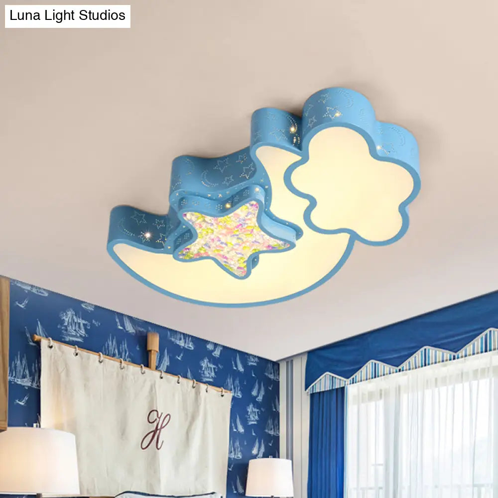 Nordic Led Flush Ceiling Light With Acrylic Starry Sky Design - Ideal For Child’s Bedroom
