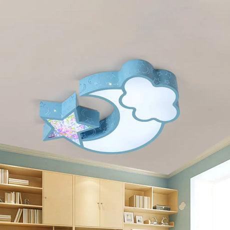Nordic Led Flush Ceiling Light With Acrylic Starry Sky Design - Ideal For Child’s Bedroom