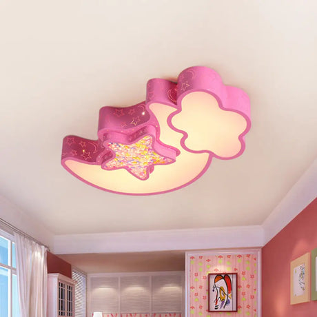 Nordic Led Flush Ceiling Light With Acrylic Starry Sky Design - Ideal For Child’s Bedroom