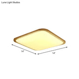 Nordic Led Flush Light - Rectangular/Square Wood-Cornered Ceiling Mount Acrylic 14’/23’/39’ Width