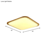 Nordic Led Flush Light - Rectangular/Square Wood-Cornered Ceiling Mount Acrylic 14’/23’/39’ Width