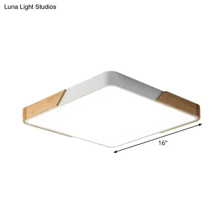 Nordic Led Flush Light: Splicing Square/Rectangle Acrylic Wood-White Ceiling Mount Lamp In