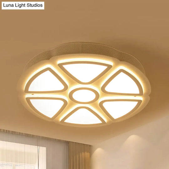 Nordic Led Flush Mount Ceiling Light For Bedroom - White Acrylic Finish / Warm B