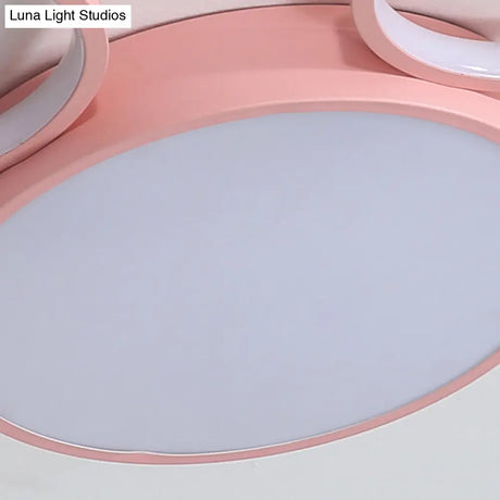 Nordic Led Flush Mount Light: Metal Round With Acrylic Diffuser - Perfect For Kids
