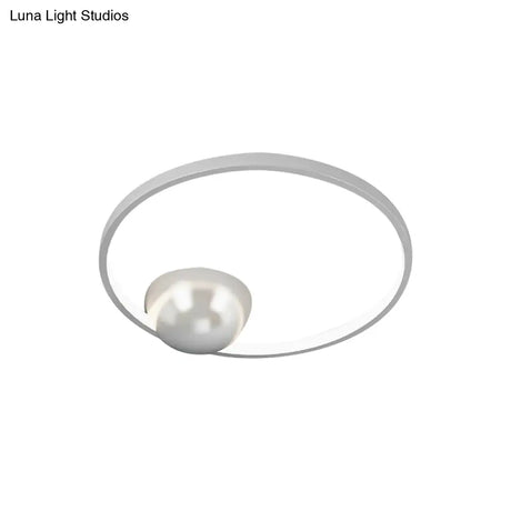 Nordic Led Iron Flush Mount Ceiling Light - Black/White Circular Design 17’/20.5’ Width