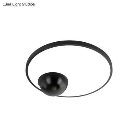 Nordic Led Iron Flush Mount Ceiling Light - Black/White Circular Design 17’/20.5’ Width