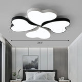 Nordic Led Metal Clover Shaped Flush Mount Lighting For Bedroom In Black-White White / 24.5’