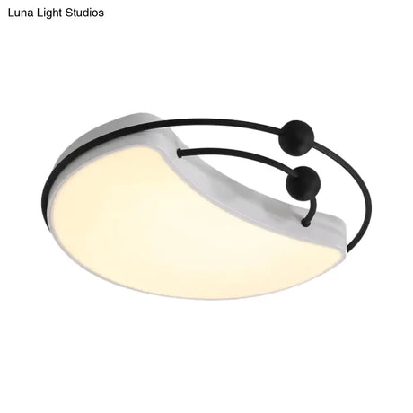 Nordic Led Metal Moon Ceiling Flush Mount - Elegant White Finish For Bedroom