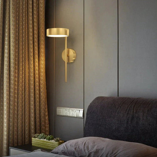 Lampe de chevet de luxe Nordic Light Chambre à coucher Applique murale en cuivre