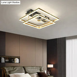 Nordic Light Luxury Fan Living Room Square Ceiling Lamp Simple Dining Room Bedroom Lamp Ceiling