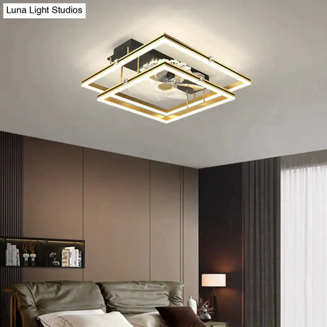 Nordic Light Luxury Fan Living Room Square Ceiling Lamp Simple Dining Room Bedroom Lamp Ceiling