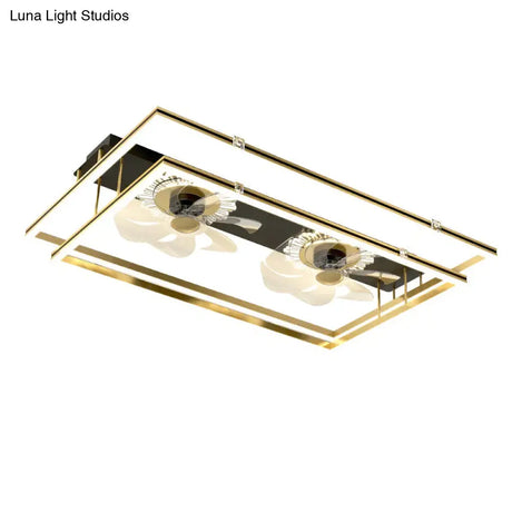 Nordic Light Luxury Fan Living Room Square Ceiling Lamp Simple Dining Room Bedroom Lamp Ceiling