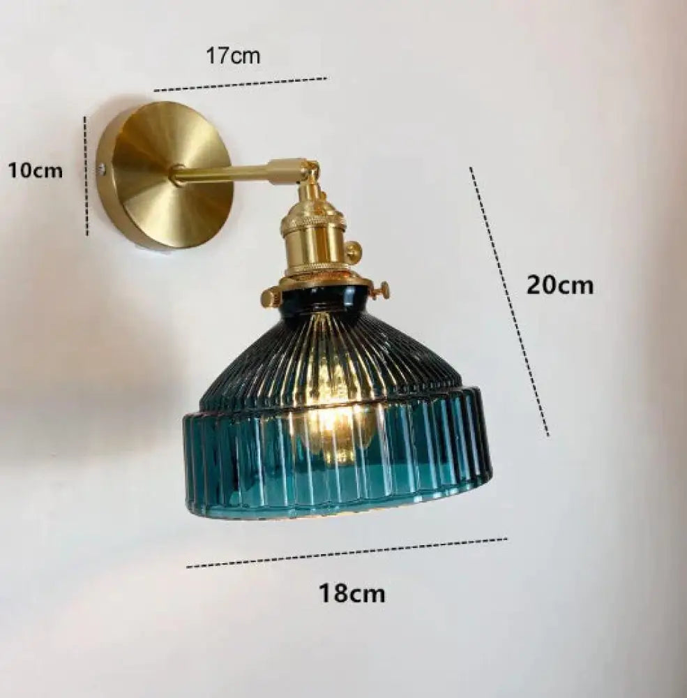 Nordic Literature And Art Fresh Bedroom Glass Brass Copper Wall Lamp Dark green / No light source Copper Wall Lamps