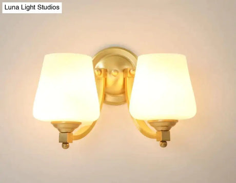 Nordic Living Room Bedroom Copper Wall Lamps  Two-Heads Copper Wall Lamp / Led White Light Copper
