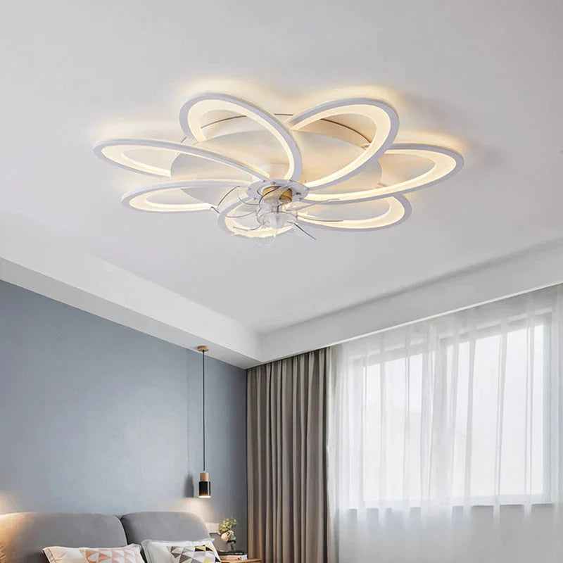 Le salon nordique a mené la lumière créative de ventilateur de plafond de moulin à vent intelligent