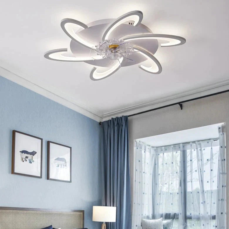 Le salon nordique a mené la lumière créative de ventilateur de plafond de moulin à vent intelligent