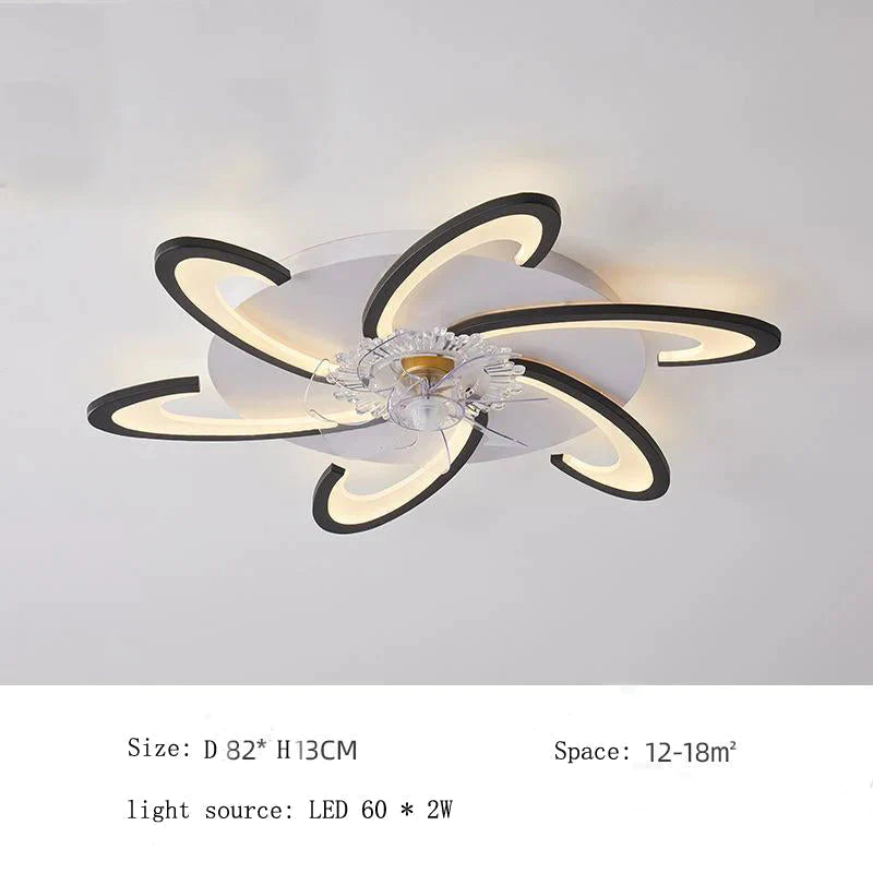 Le salon nordique a mené la lumière créative de ventilateur de plafond de moulin à vent intelligent
