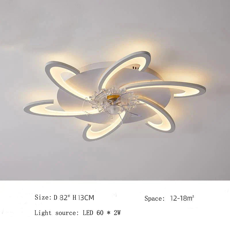 Le salon nordique a mené la lumière créative de ventilateur de plafond de moulin à vent intelligent