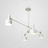 Nordic Long Arm Chandelier With Black/White Drum Shade - Stylish Metal Hanging Lighting For Living