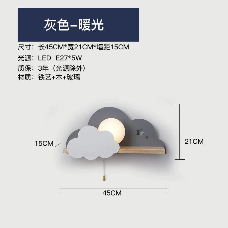 Lampes murales en verre Nordic Macaron LED Cloud pour chambre d'enfants
