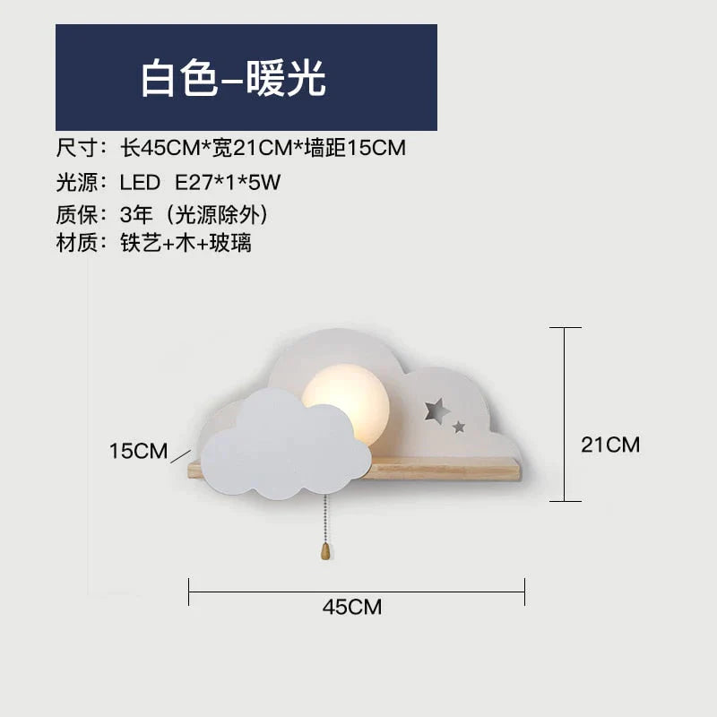 Lampes murales en verre Nordic Macaron LED Cloud pour chambre d'enfants