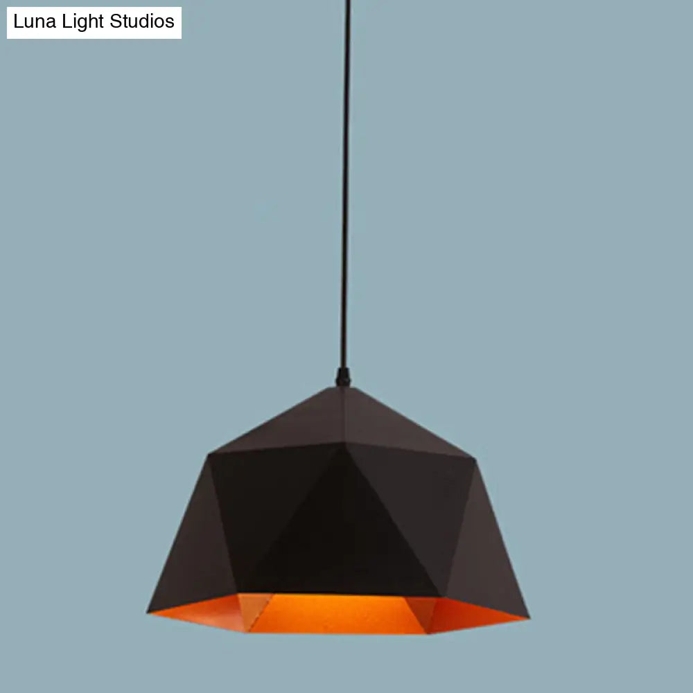 Nordic Macarons Style 1-Light Diamond Pendant: Elegant Metal Hanging Lamp For Dining Room Black / 15