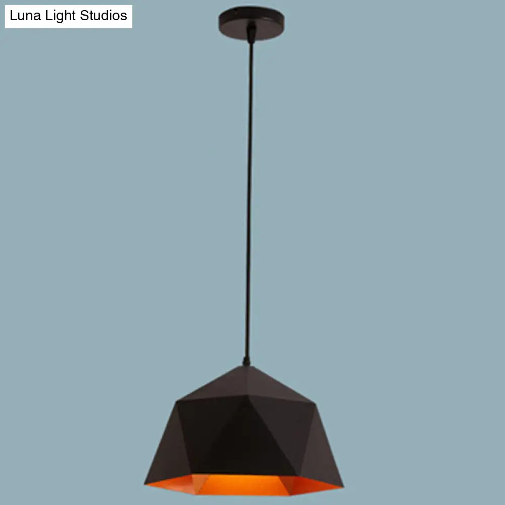 Nordic Macarons Style 1-Light Diamond Pendant: Elegant Metal Hanging Lamp For Dining Room Black / 10