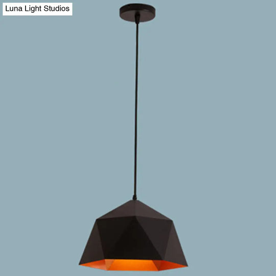 Nordic Macarons Style 1-Light Diamond Pendant: Elegant Metal Hanging Lamp For Dining Room Black / 10