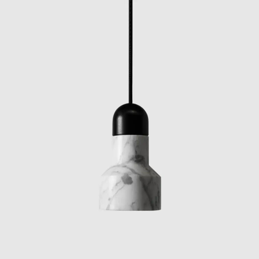 Nordic Marble Pendant Light Fixture with Flashlight Inspired Design White / B