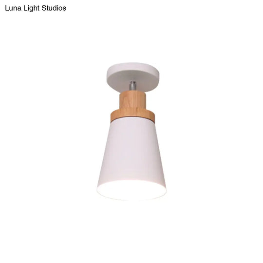 Nordic Metal 1 - Light Flush Mount Ceiling Lamp With Pivot Joint - Wood Finish And Color Options