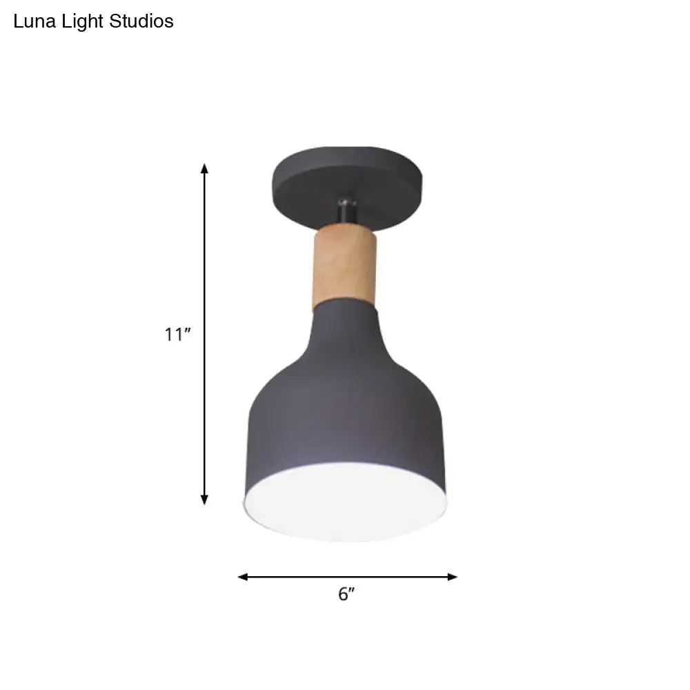 Nordic Metal 1 - Light Flush Mount Ceiling Lamp With Pivot Joint - Wood Finish And Color Options