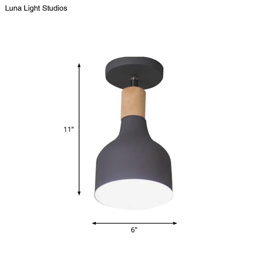 Nordic Metal 1 - Light Flush Mount Ceiling Lamp With Pivot Joint - Wood Finish And Color Options