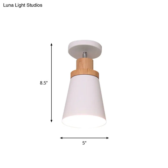 Nordic Metal 1 - Light Flush Mount Ceiling Lamp With Pivot Joint - Wood Finish And Color Options