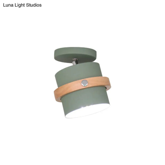 Nordic Metal 1 - Light Flush Mount Ceiling Lamp With Pivot Joint - Wood Finish And Color Options