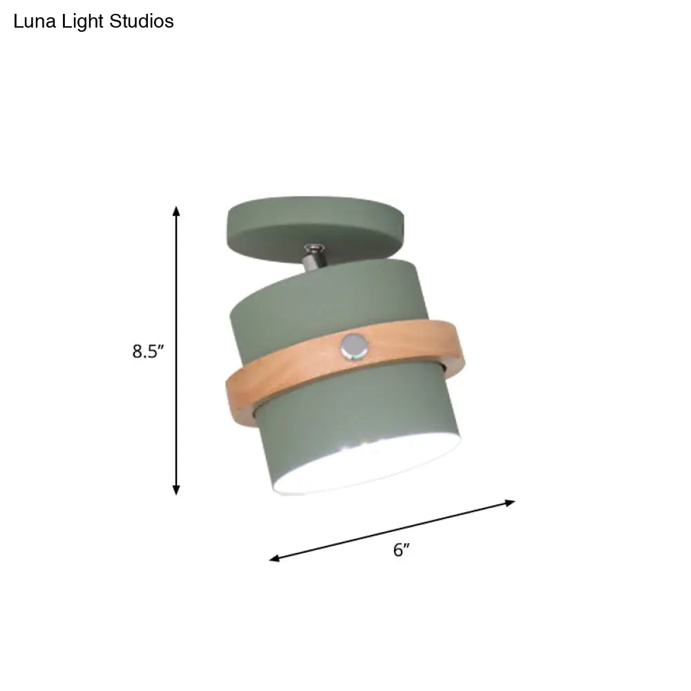 Nordic Metal 1 - Light Flush Mount Ceiling Lamp With Pivot Joint - Wood Finish And Color Options