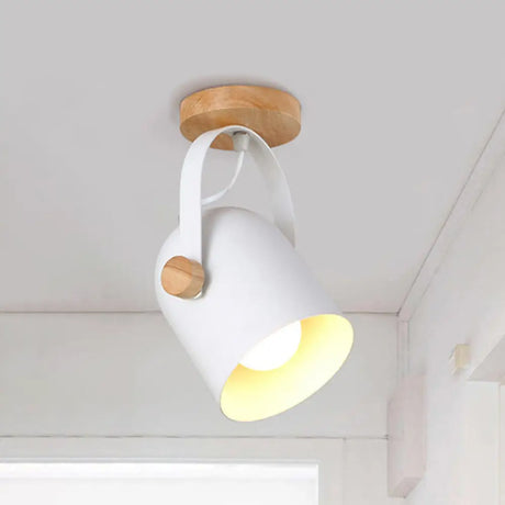 Nordic Metal 1 - Light White Ceiling Fixture - Small Elongated Dome Semi Mount Lighting With