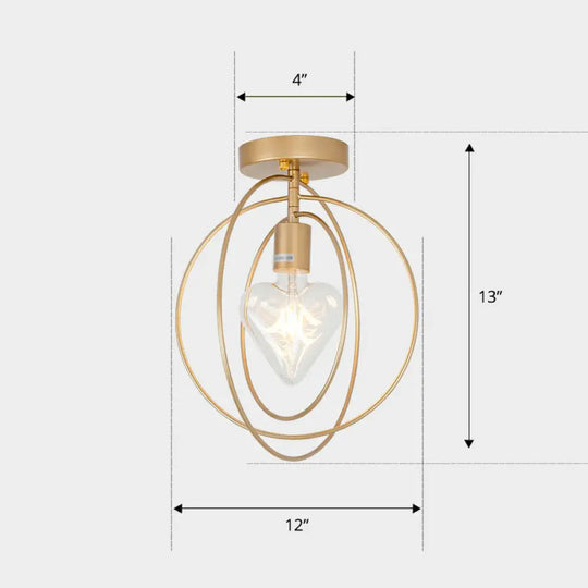Nordic Metal Ceiling Mounted Lamp - Geometric Semi Flush Light For Corridor Gold / C