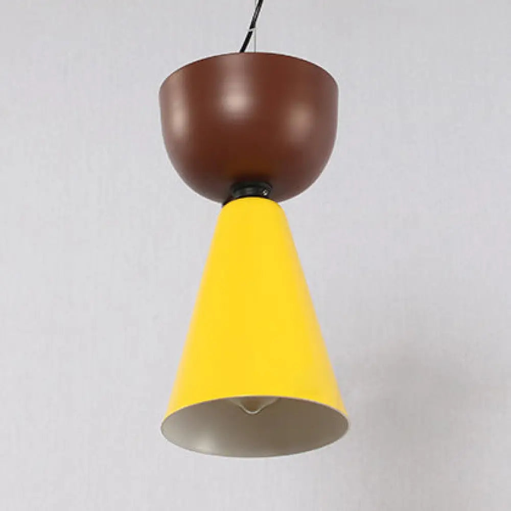Nordic Metal Double Cone Ceiling Pendant Light - Stylish 1 Hanging In Green/Pink Blue/Black Or