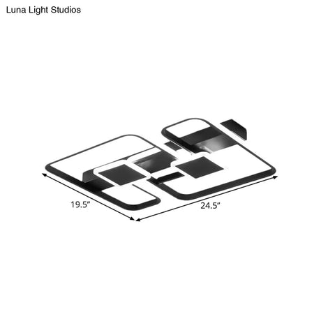 Nordic Metal Geometric Led Flushmount Lighting In Black 16.5’/20.5’/24.5’ W | Customize 7 Days