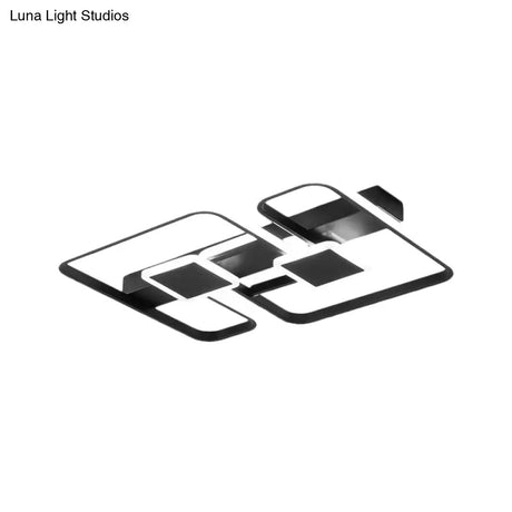 Nordic Metal Geometric Led Flushmount Lighting In Black 16.5’/20.5’/24.5’ W | Customize 7 Days