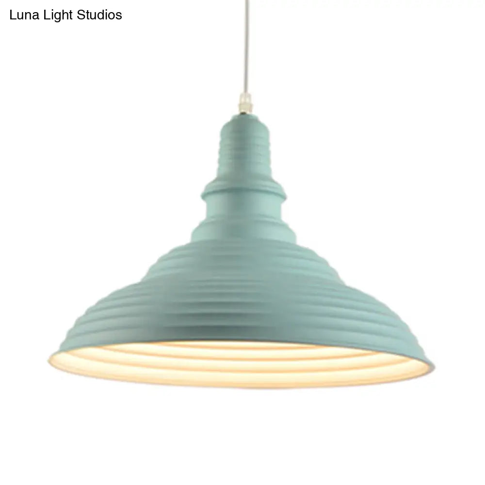 Nordic Metal Pot-Lid Shade Pendant Light Stylish Hanging Ceiling Lamp For Dining Room With Ruffle