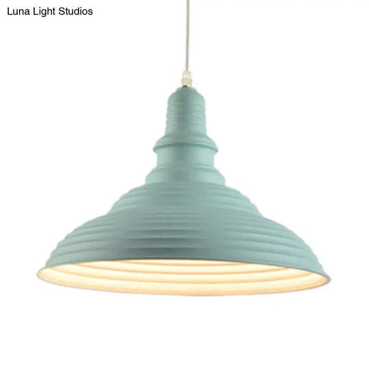 Nordic Metal Pot-Lid Shade Pendant Light Stylish Hanging Ceiling Lamp For Dining Room With Ruffle